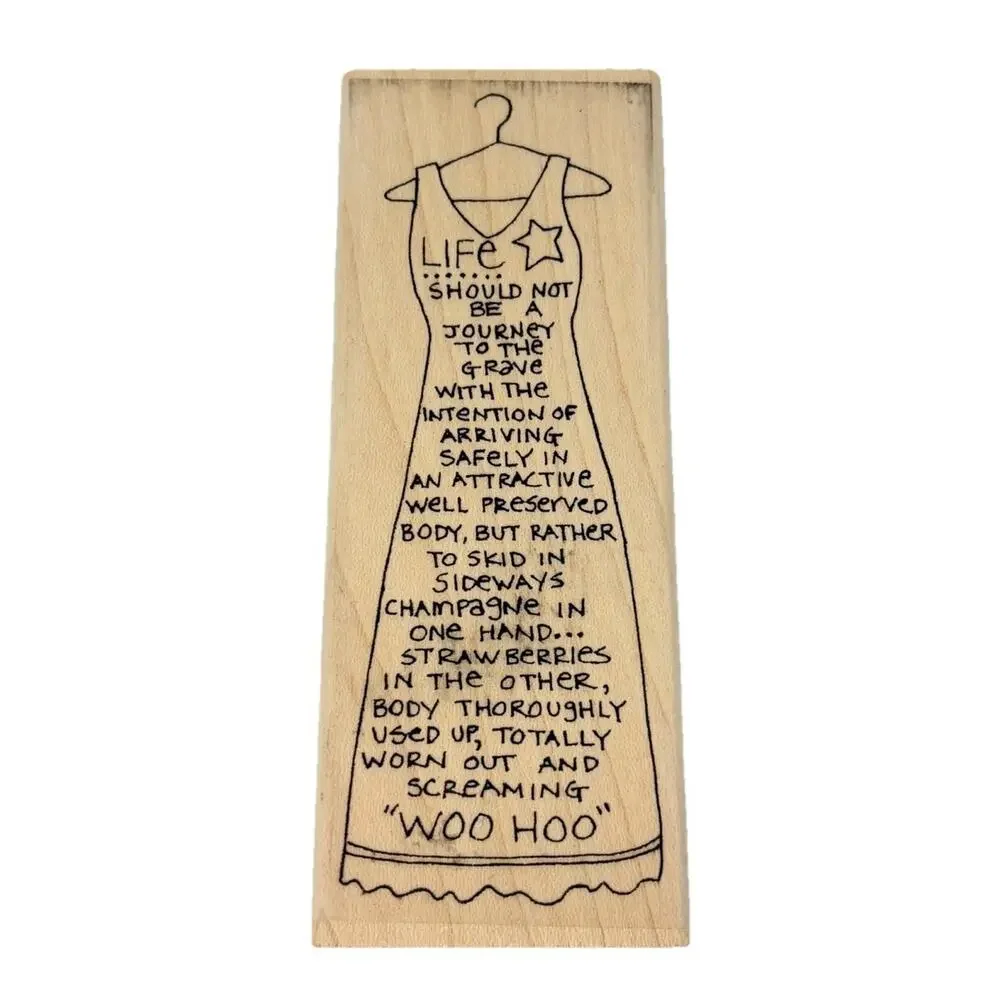Paula Best Rubber Stamp Set Of 2 Woman Face Just Add Vodka Woo Hoo Dress